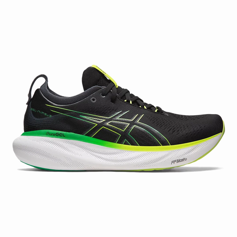 Asics Glideride Shoes Men's Asics Gel-Nimbus 25, Black/Lime Zest, 6.5 D Medium