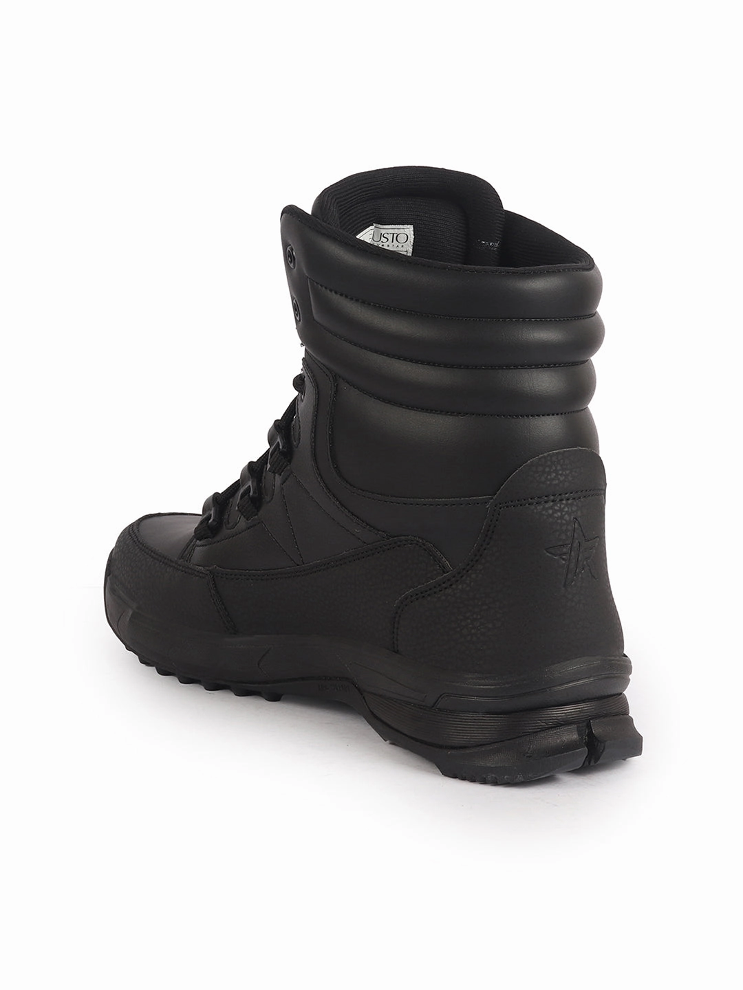 Men Black High Top 3-Eye Lace Up High Ankle Winter Biker Boots|Trekking Boots|Hiking Boots|Basketball Shoes|Good Sole Grip Traction Suede Chelsea Boots With Heel