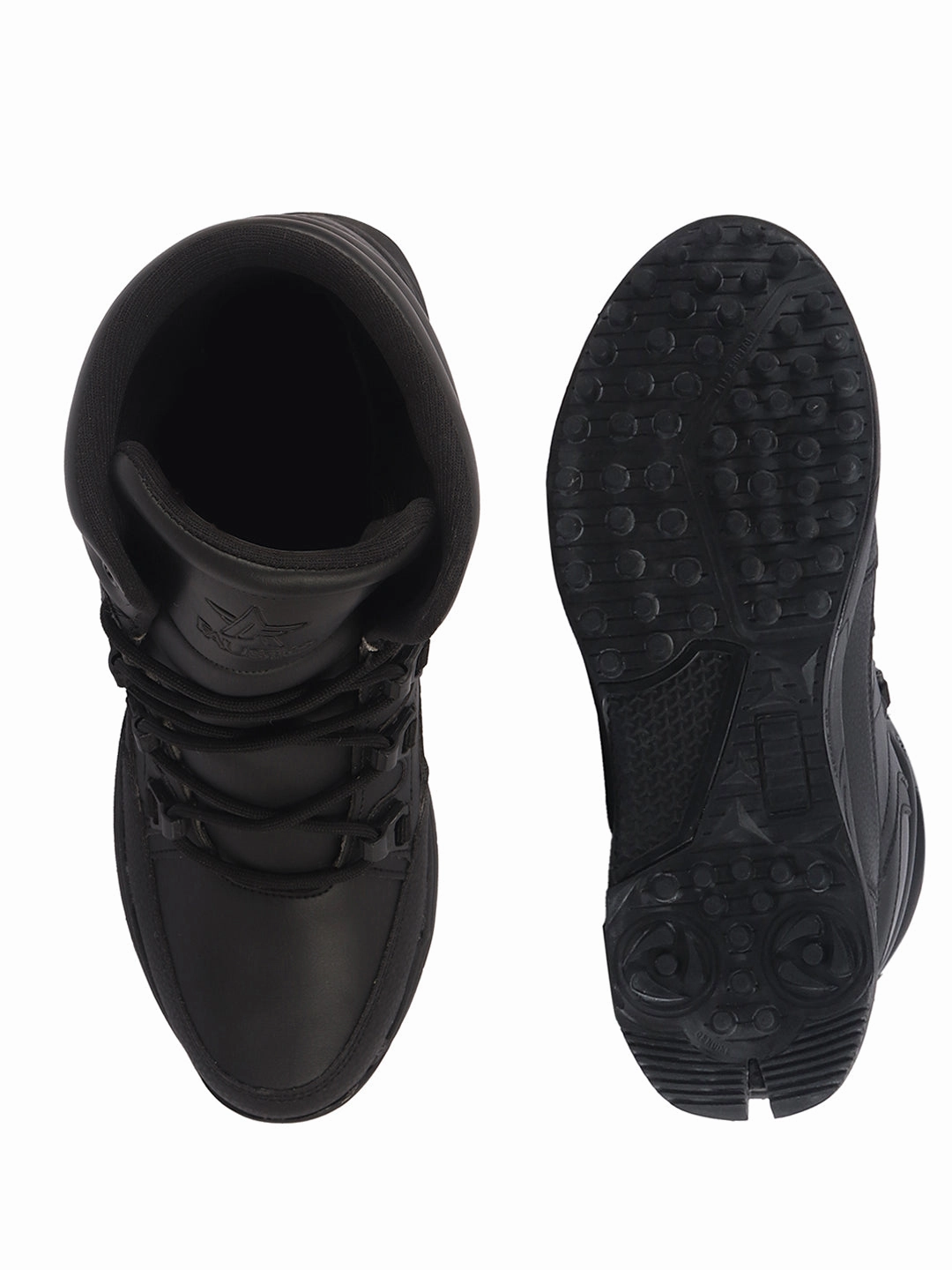 Men Black High Top 3-Eye Lace Up High Ankle Winter Biker Boots|Trekking Boots|Hiking Boots|Basketball Shoes|Good Sole Grip Traction Guess Jeb Chelsea Boots