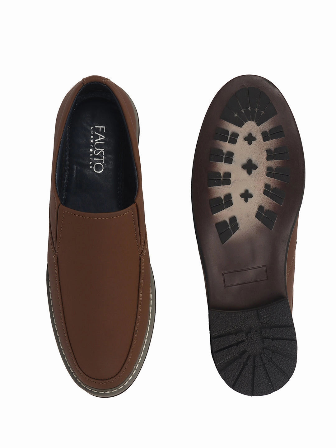 Men Brown Formal Office Comfort Broad Feet TPR Welted Sole Slip On Shoes Steel Toes Work Boots