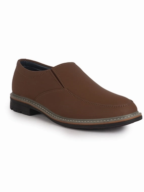 Men Brown Formal Office Comfort Broad Feet TPR Welted Sole Slip On Shoes Best Oil For Work Boots