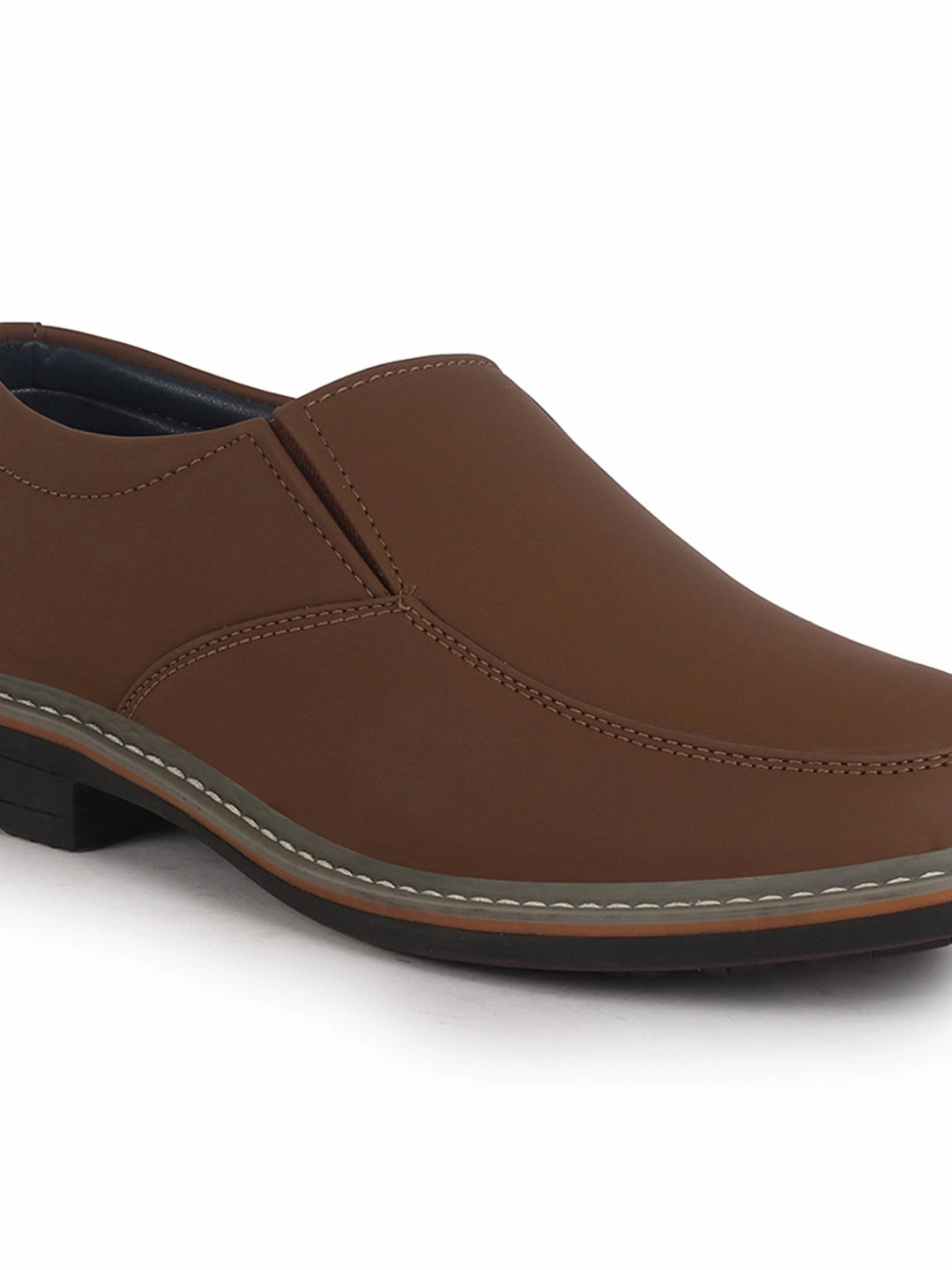 Men Brown Formal Office Comfort Broad Feet TPR Welted Sole Slip On Shoes Used Work Boots Near Me