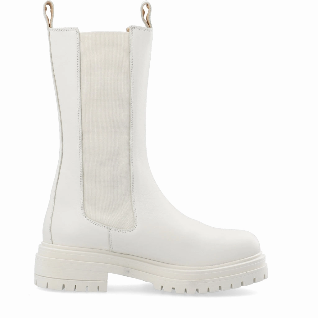 Cashannah Beige Dublin High Chelsea Boot Chunky Platform Leather Chelsea Boots