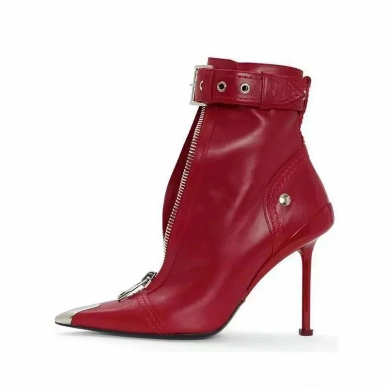 Suede Stretch Ankle Boots Stylish Short Boots Autumn Winter New Red High Heels Ankle Boots