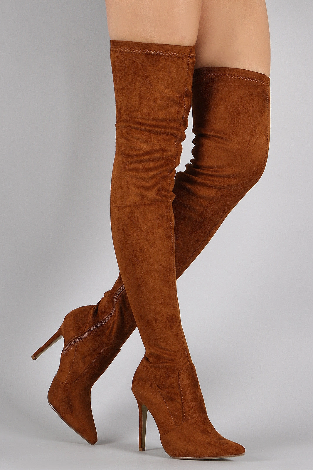 Suede Pointy Toe Stiletto Over-The-Knee Boots Knee High Boot Socks Shark Tank