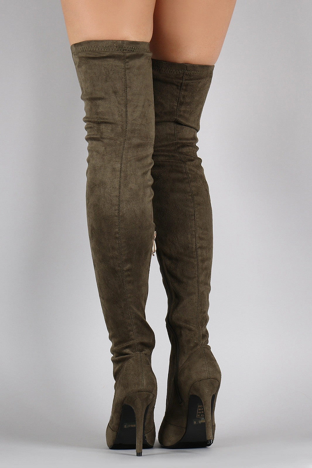 Leather Knee High Boots Size 9 Suede Pointy Toe Stiletto Over-The-Knee Boots