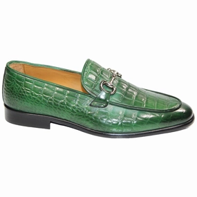 Golf Sport Golf Duca Vasto Men's Green Croco Print Leather Loafers