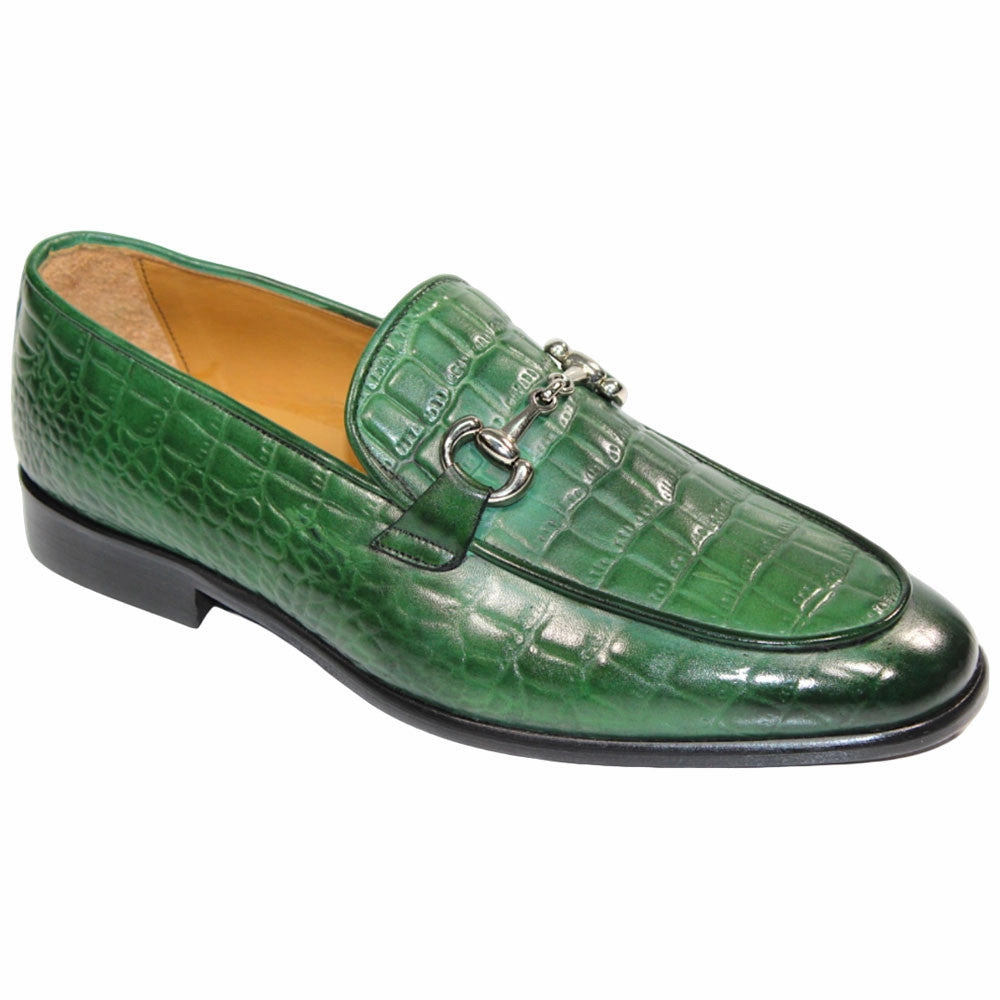 Duca Vasto Men's Green Croco Print Leather Loafers Callaway Golf