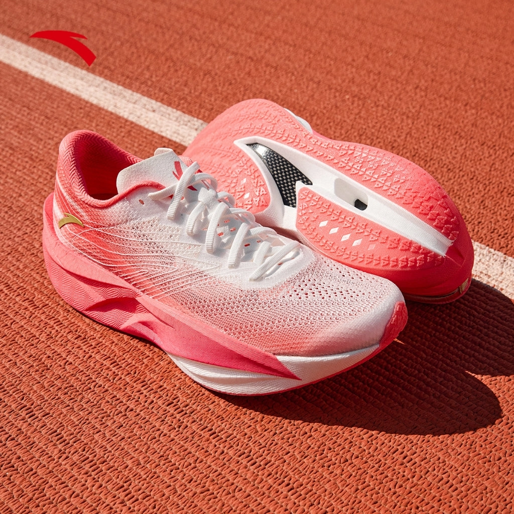 ANTA  Men C202 6 Running Shoes 1125A5575-1 -White/Coral/Metal Golden Rose Gold Cleats Soccer