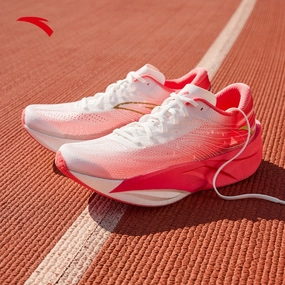 ANTA  Men C202 6 Running Shoes 1125A5575-1 -White/Coral/Metal Golden Soccer Cleats With Lace Cover