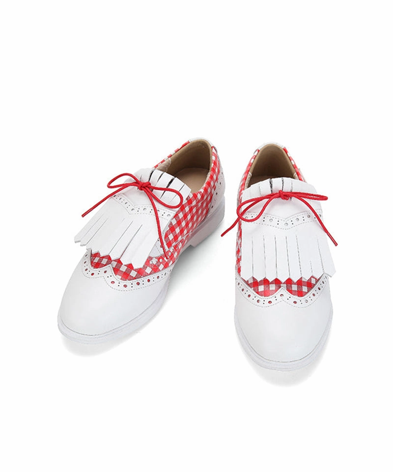 Golf Shoe Replacement Spikes Giclee Tee-In Spikeless Golf Shoes - Red Check