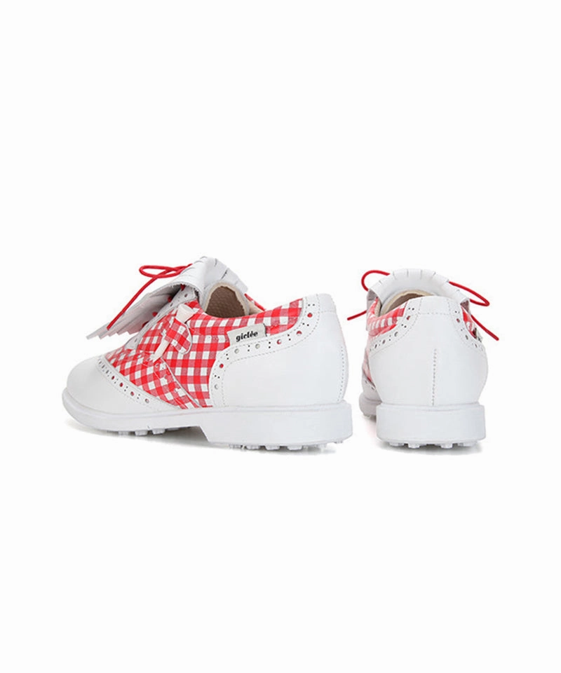 Giclee Tee-In Spikeless Golf Shoes - Red Check Waterproof  Golf