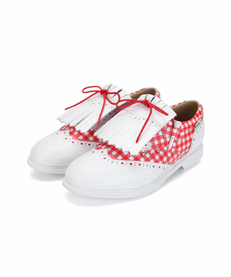 Golf Green Giclee Tee-In Spikeless Golf Shoes - Red Check