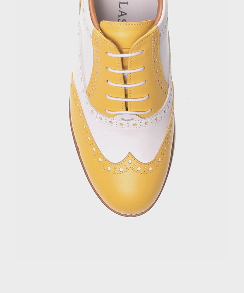 ALL CLASSIC Golf Noble Wingtip Classic Golf Shoes - Yellow Golf Soft Spike