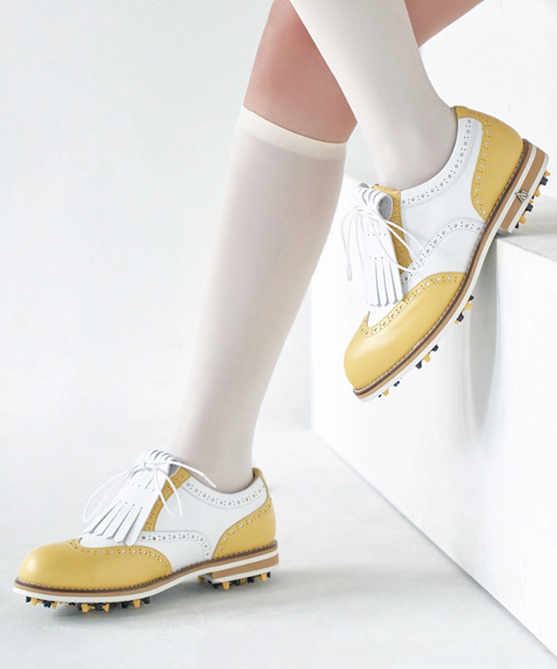 Grey Golf ALL CLASSIC Golf Noble Wingtip Classic Golf Shoes - Yellow