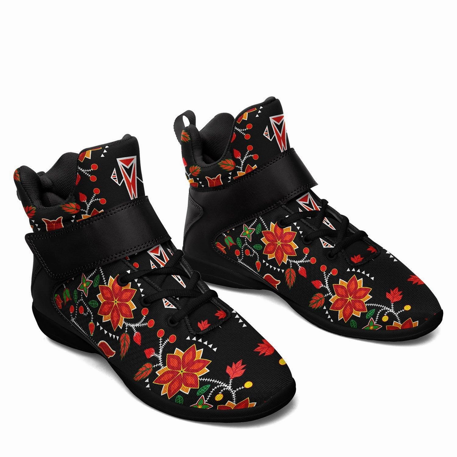 Floral Beadwork Six Bands Ipottaa Basketball / Sport High Top Shoes - Black Sole Best Basketball Shoes Low Price