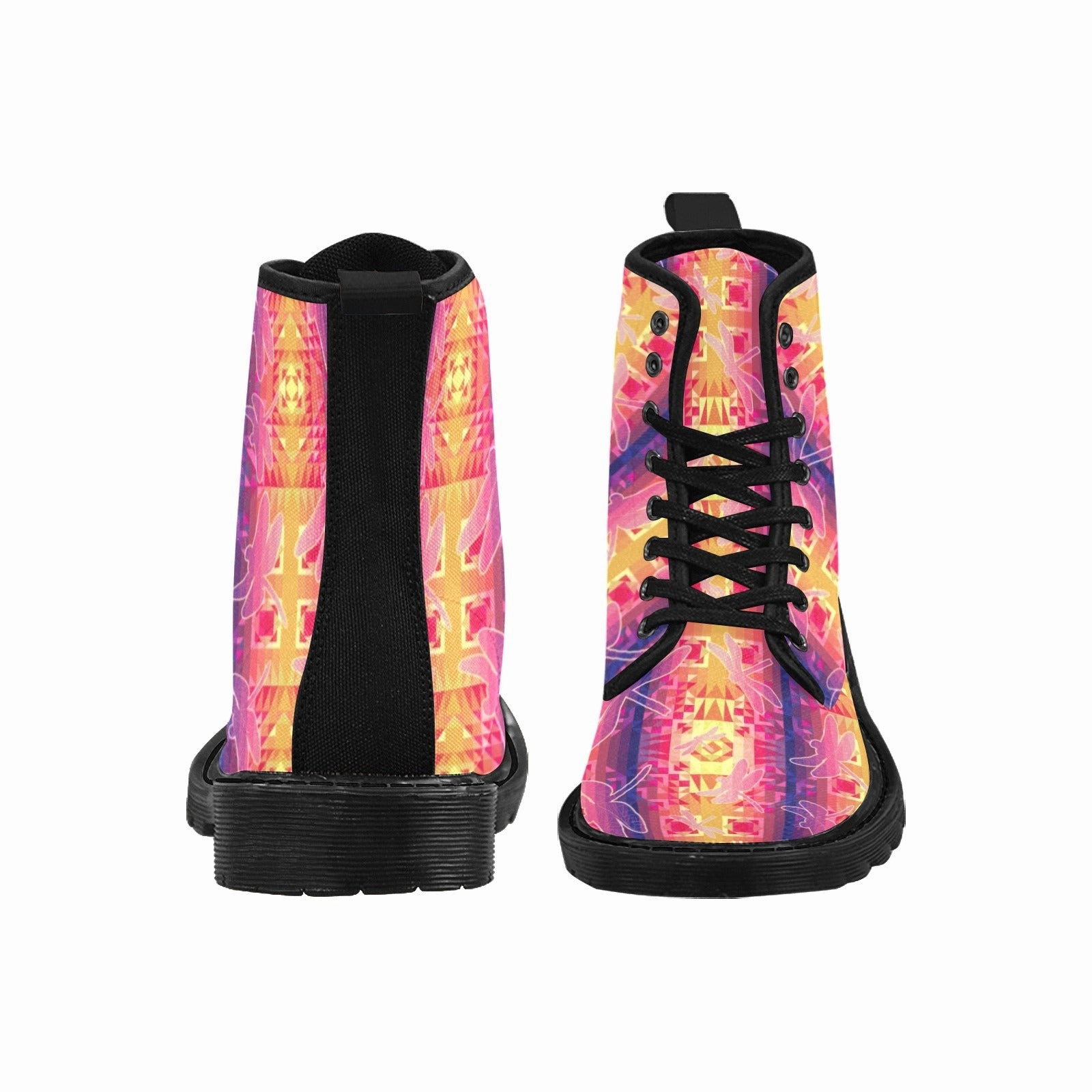 Original Combat Boots Kaleidoscope Dragonfly Boots for Men (Black)