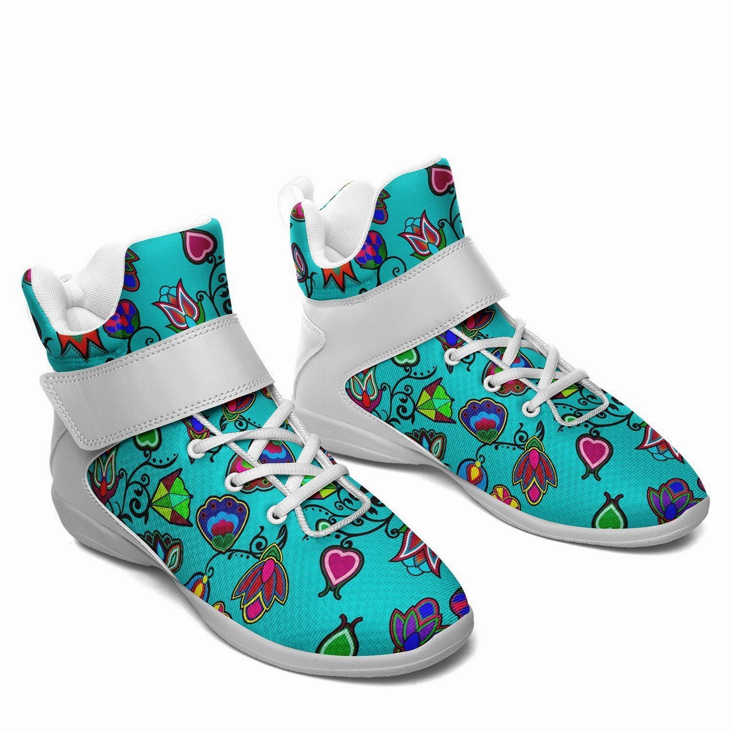 Indigenous Paisley Sky Ipottaa Basketball / Sport High Top Shoes - White Sole Basketball Shoes From Early 2000s