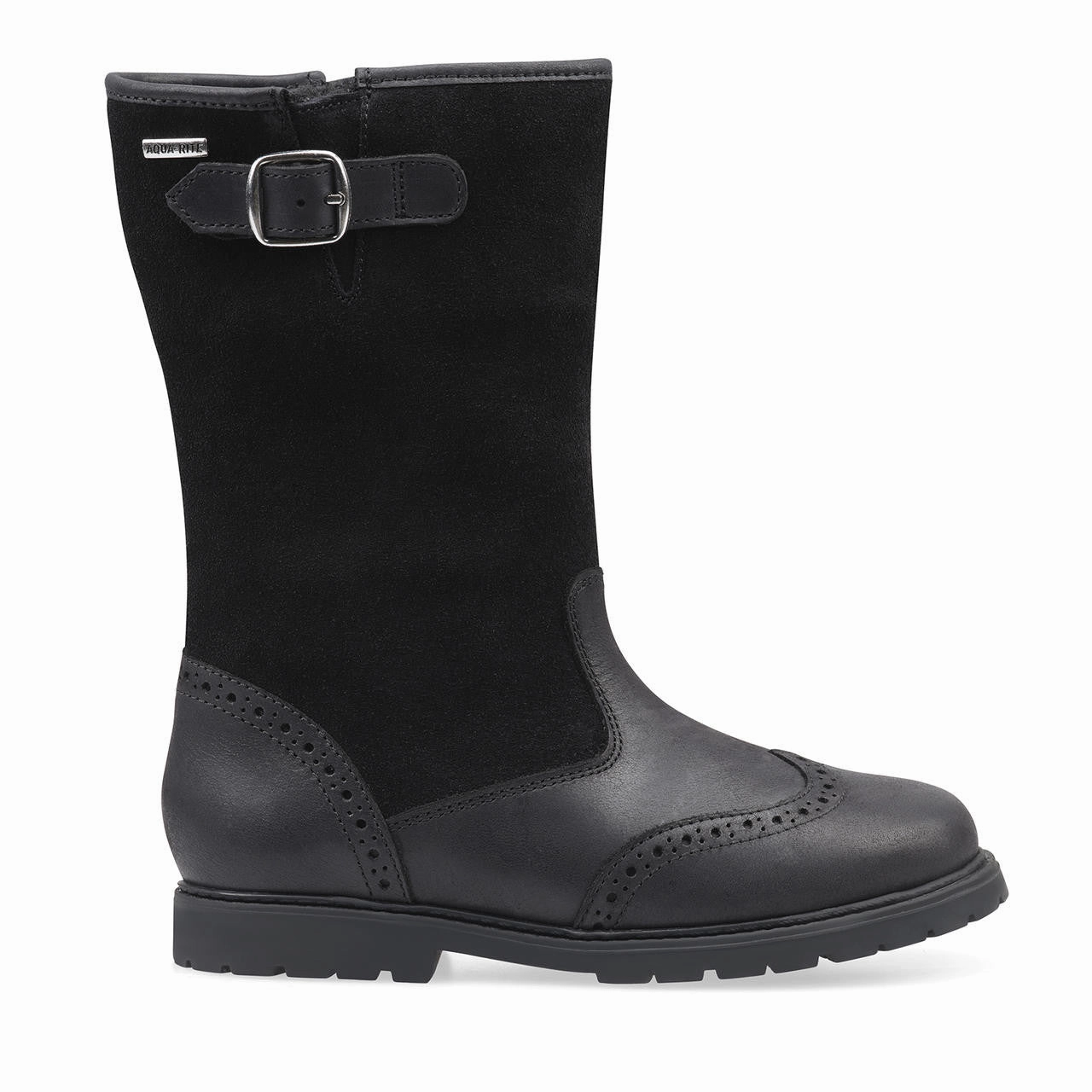 Chunky Sole Knee High Boots Start-Rite Toasty 1738_7 Girls Black Leather Side Zip Knee High Boots
