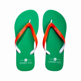 Samba Sol Men's Beach Collection Flip Flops - UM University of Miami Wearing Socks With Flip Flops