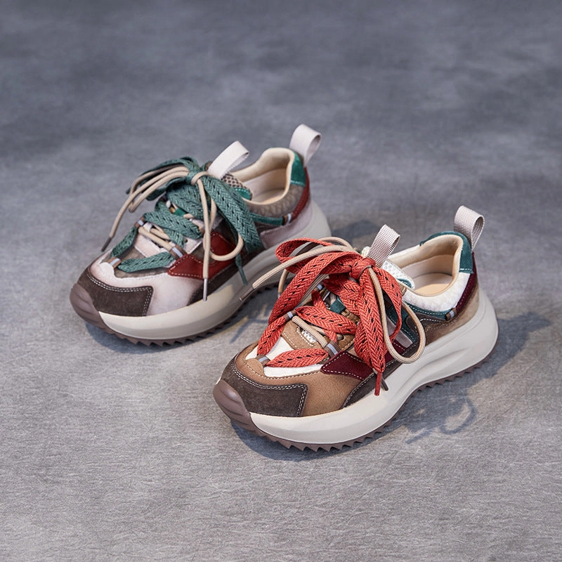 Women Stylish Color Matching Leather Casual Sneakers Salomon Sneakers