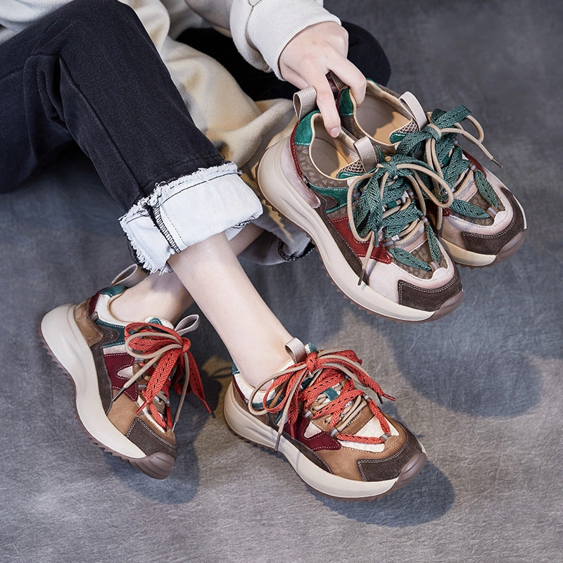 Women Stylish Color Matching Leather Casual Sneakers Veja Sneakers Sale