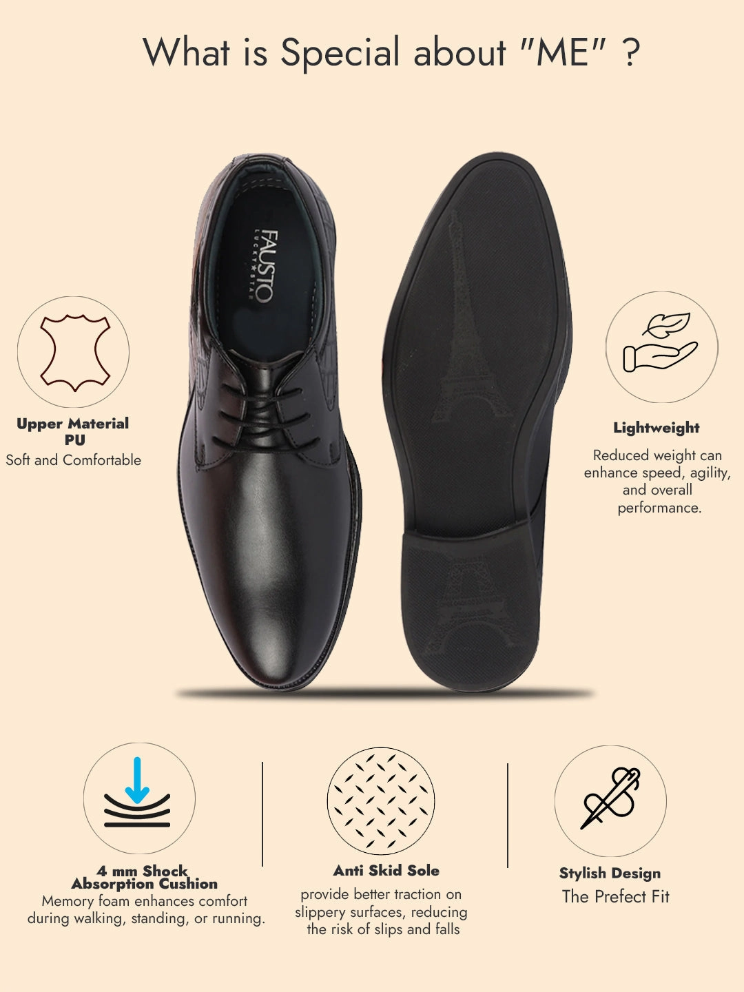 Men Black Wedding Party Embossed Design Oxford Lace Up Shoes Work Boots Size 8