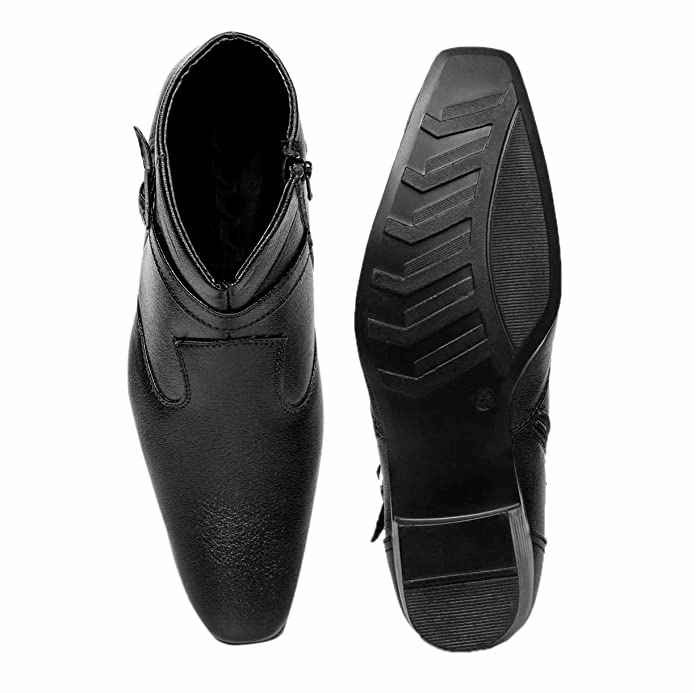 Fashionable Height Increasing Formal Buckle Zipper Boots For Men's-JonasParamount Platform Chelsea Boots Outfit