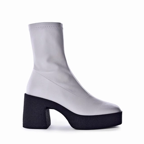 Umi Off White Stretch Leather Chunky Ankle Boots Alex Costa Chelsea Boots