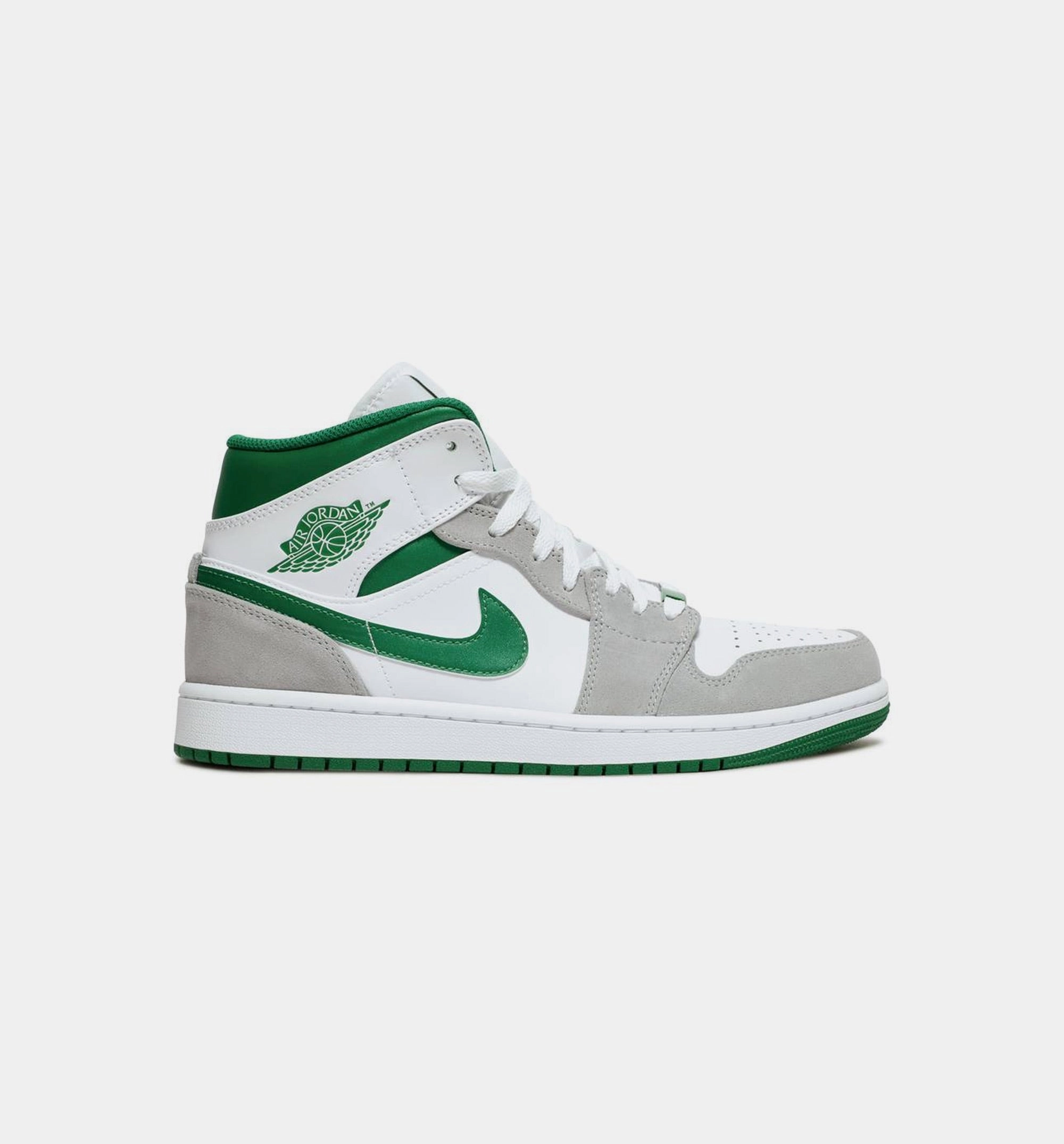 Heeled Stretch Ankle Boots Air Jordan 1 Mid Mens Lifestyle Shoes - White/Green/Grey Limit One Per Customer