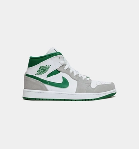 Air Jordan 1 Mid Mens Lifestyle Shoes - White/Green/Grey Limit One Per Customer Foldover Ankle Boots