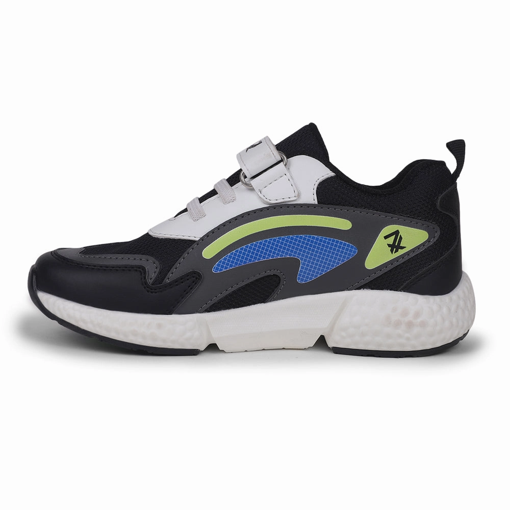 Running Shoes With Wide Toe Box Leap7x Black Sports Non Lacing Shoes For kids CARRY-07V By Liberty