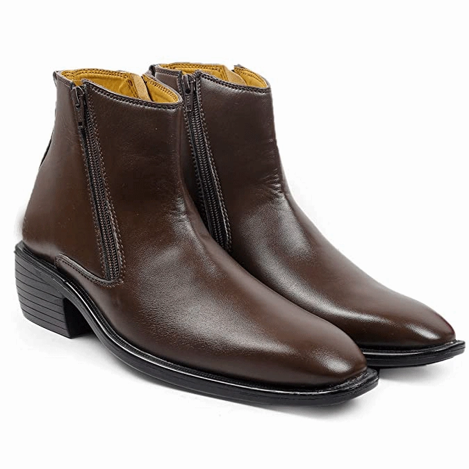 New Arrival Brown Casual Formal Zipper Ankle Boots For Men-JonasParamount Western Boot