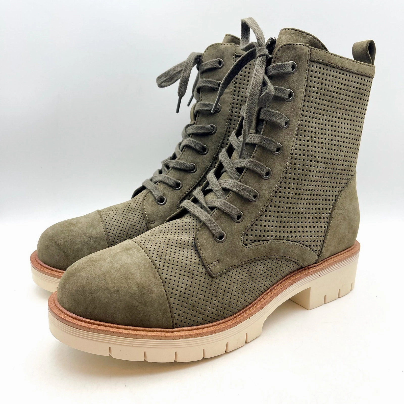 MIA Womens Havenn Kashton Lace Up Combat Boots US 8.5 M Olive Vegan Suede NWOB Enzo Tesoti Combat Boots