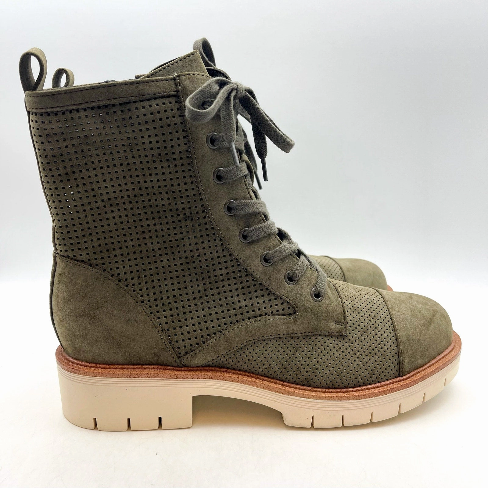 Flannel Combat Boots MIA Womens Havenn Kashton Lace Up Combat Boots US 8.5 M Olive Vegan Suede NWOB