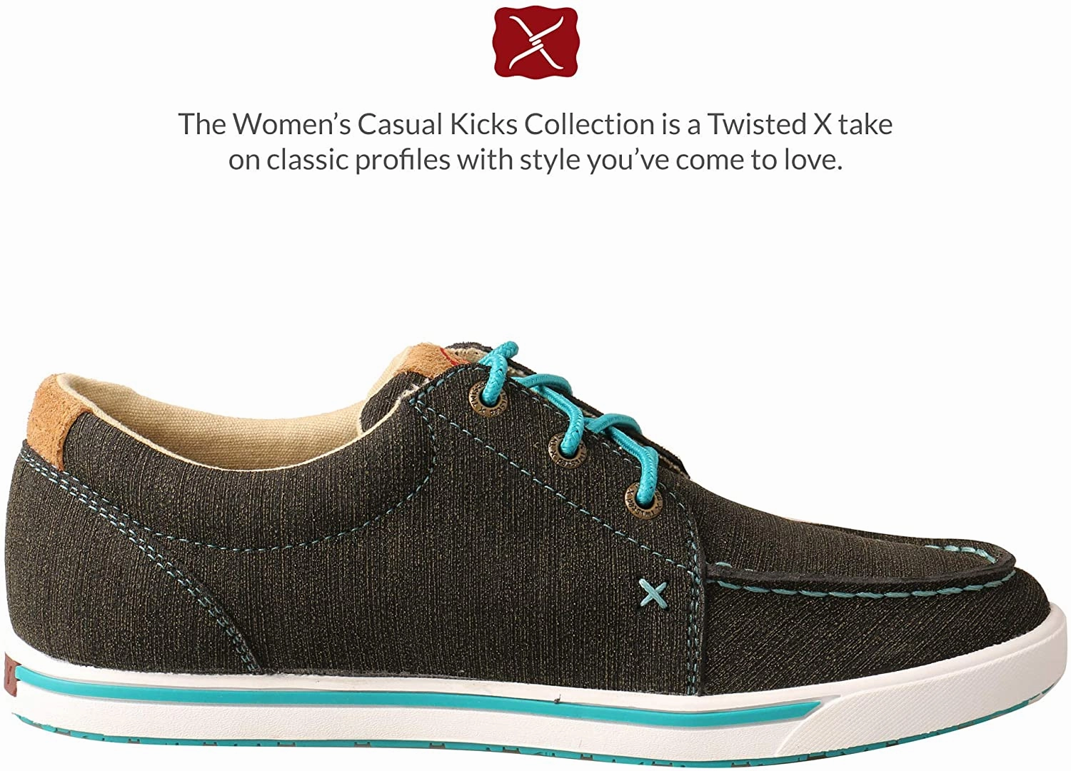 Cushioned Work Boots Twisted X Women's Hooey Loper, Rubberized Brown/Turquoise, 8.5(M)