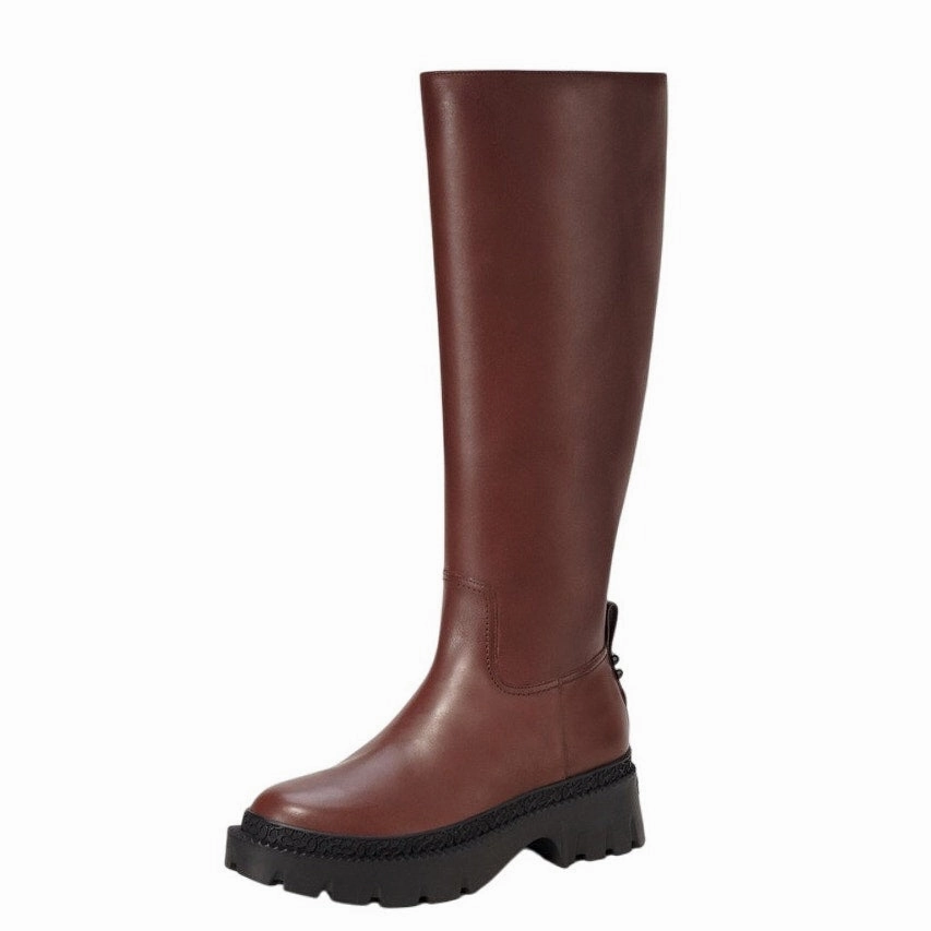Boots With Block Heel Knee High Coach Womens Julietta Knee High Boot US 6.5 B EU 37 Walnut Brown Leather NWOB