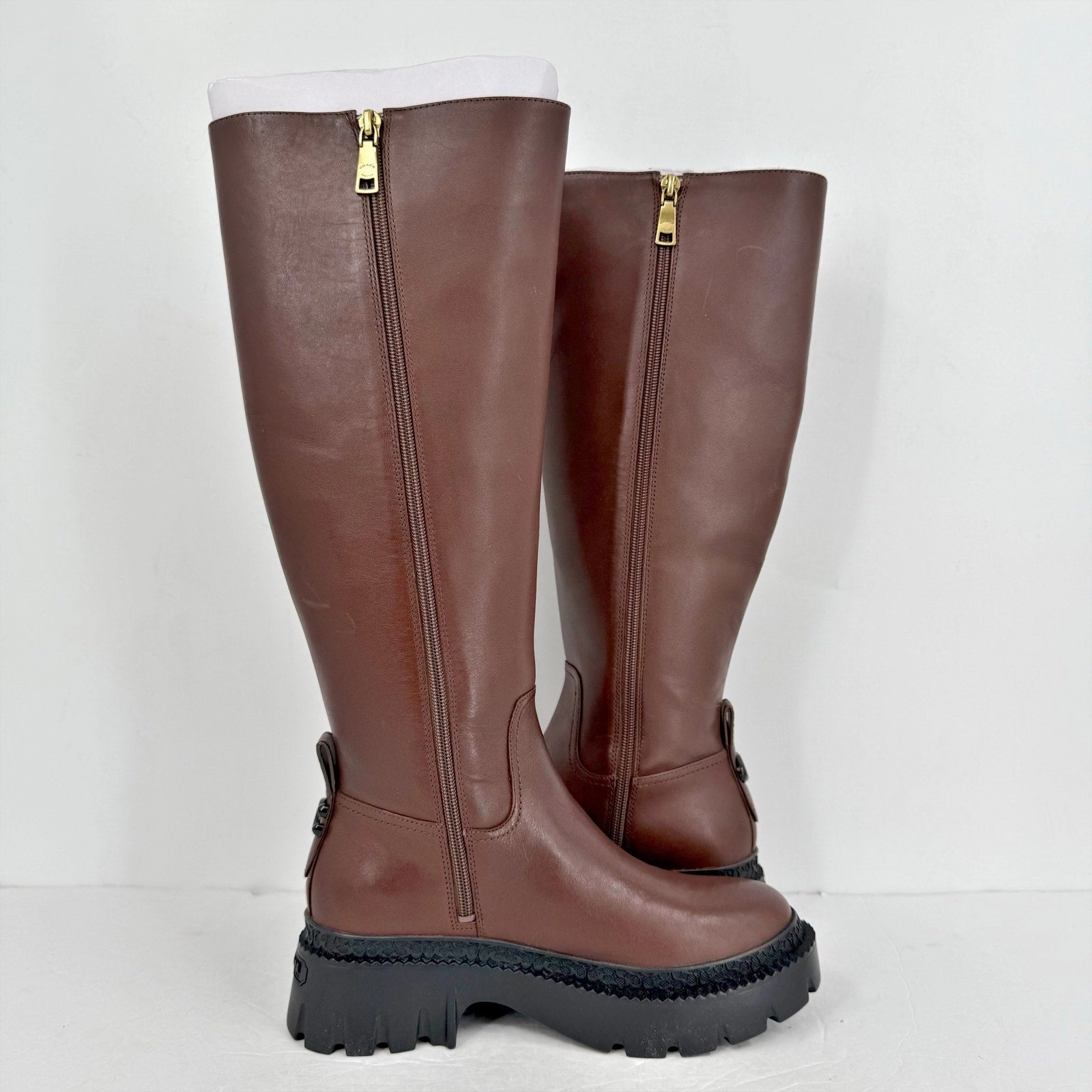 Coach Womens Julietta Knee High Boot US 6.5 B EU 37 Walnut Brown Leather NWOB Fur Knee High Boots
