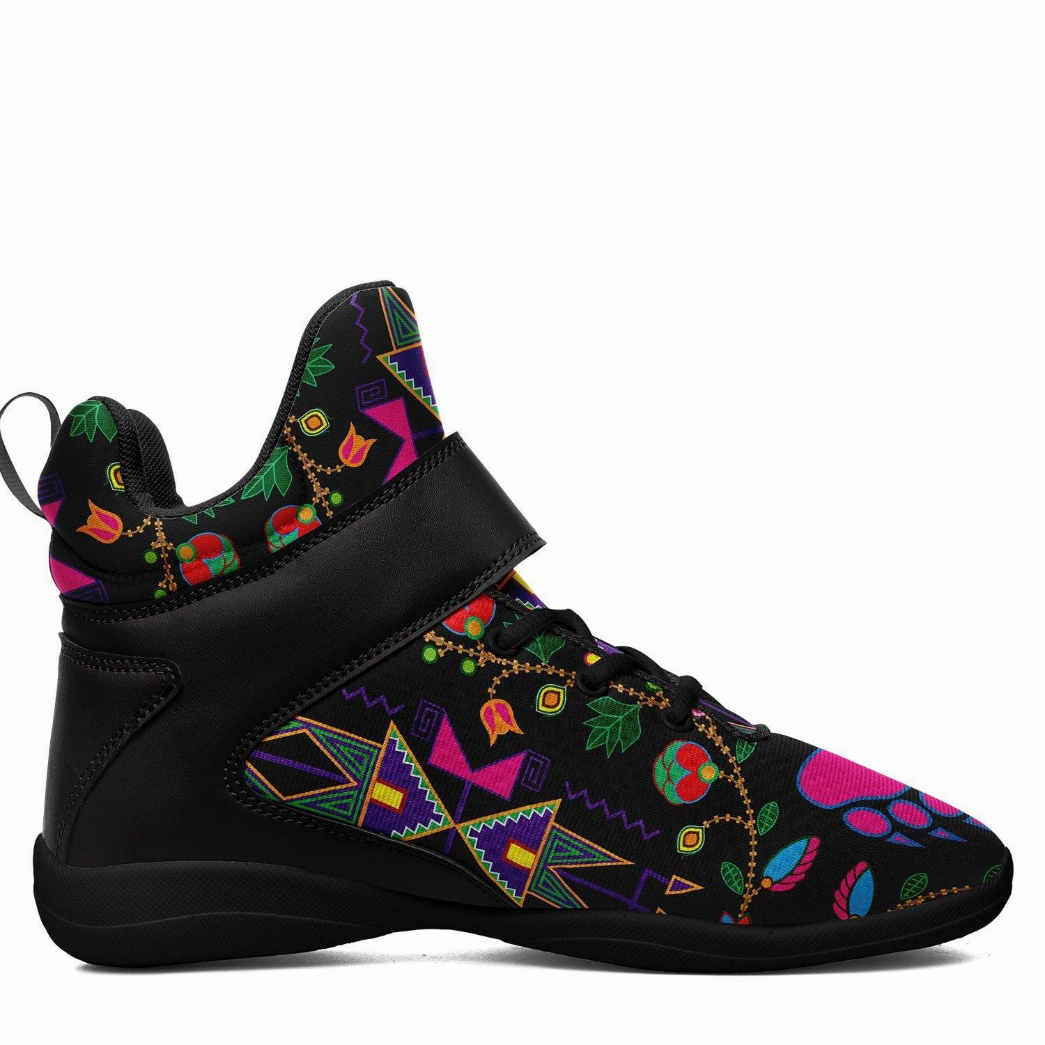 Geometric Floral Fall Black Ipottaa Basketball / Sport High Top Shoes - Black Sole Basketball Shoes Under 70 Dollars