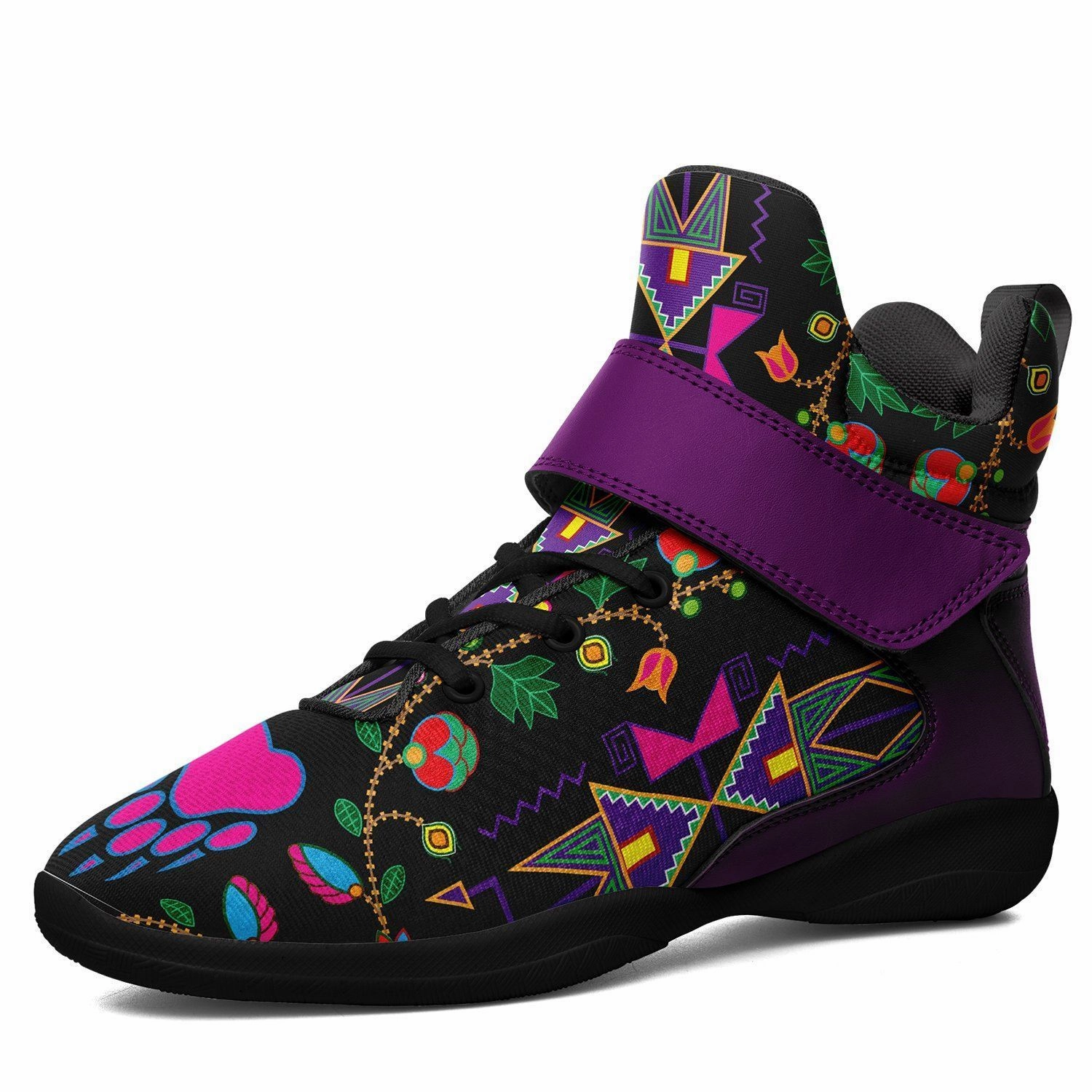 Geometric Floral Fall Black Ipottaa Basketball / Sport High Top Shoes - Black Sole Greek Freak Basketball Shoes