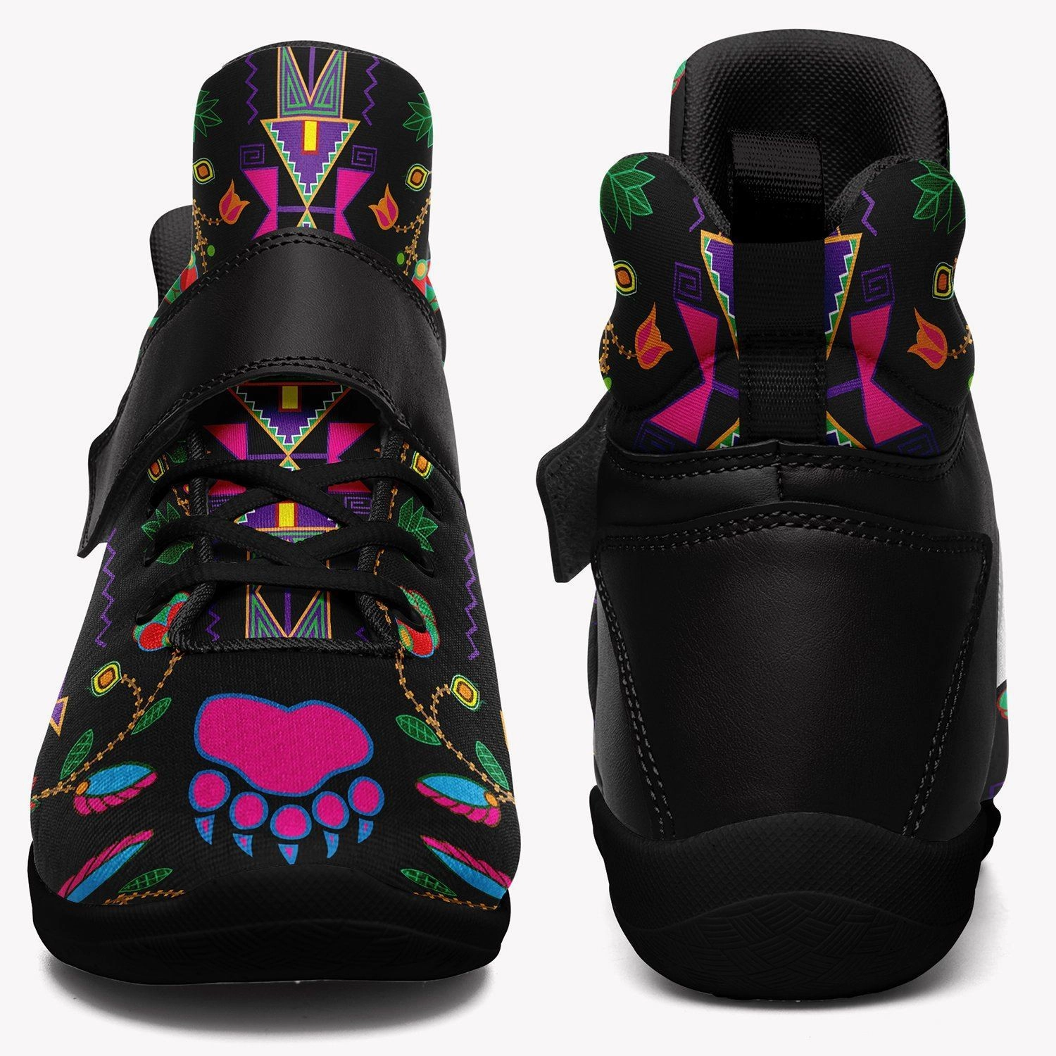 Lebron James Basketball Shoes Geometric Floral Fall Black Ipottaa Basketball / Sport High Top Shoes - Black Sole