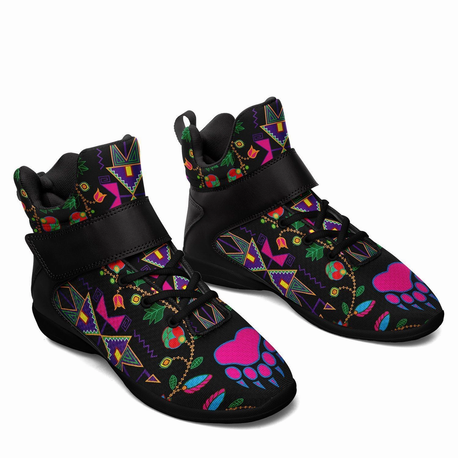 Geometric Floral Fall Black Ipottaa Basketball / Sport High Top Shoes - Black Sole Price Of Anthony Edwards 1 Basketball Shoes