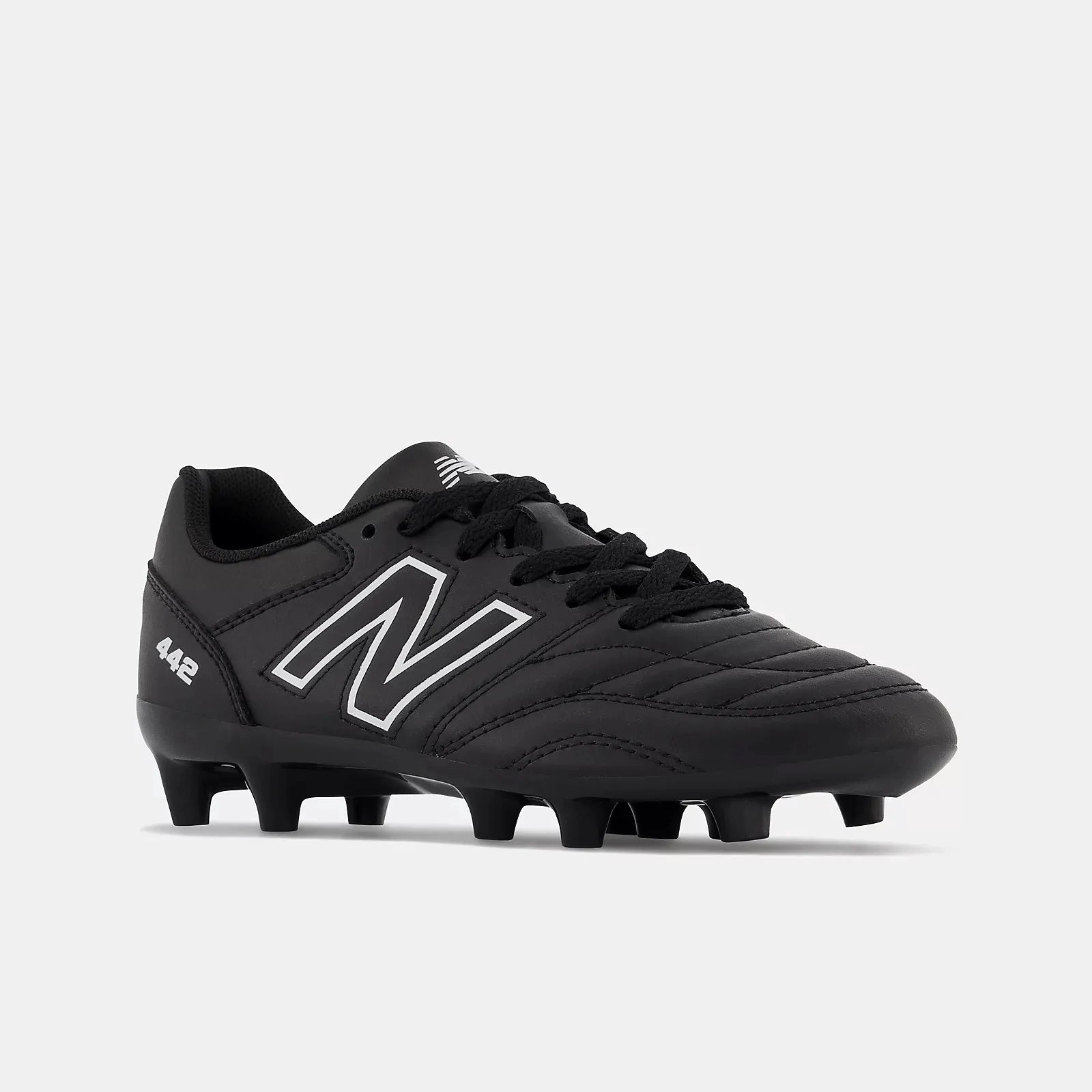 Black And White Soccer Cleats New Balance JR 442 V2 Academy FG Wide - Black-White
