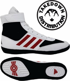 Max Leather Combat Boots Adidas Shoe Wrestling Combat Speed 5  White -Black-Red