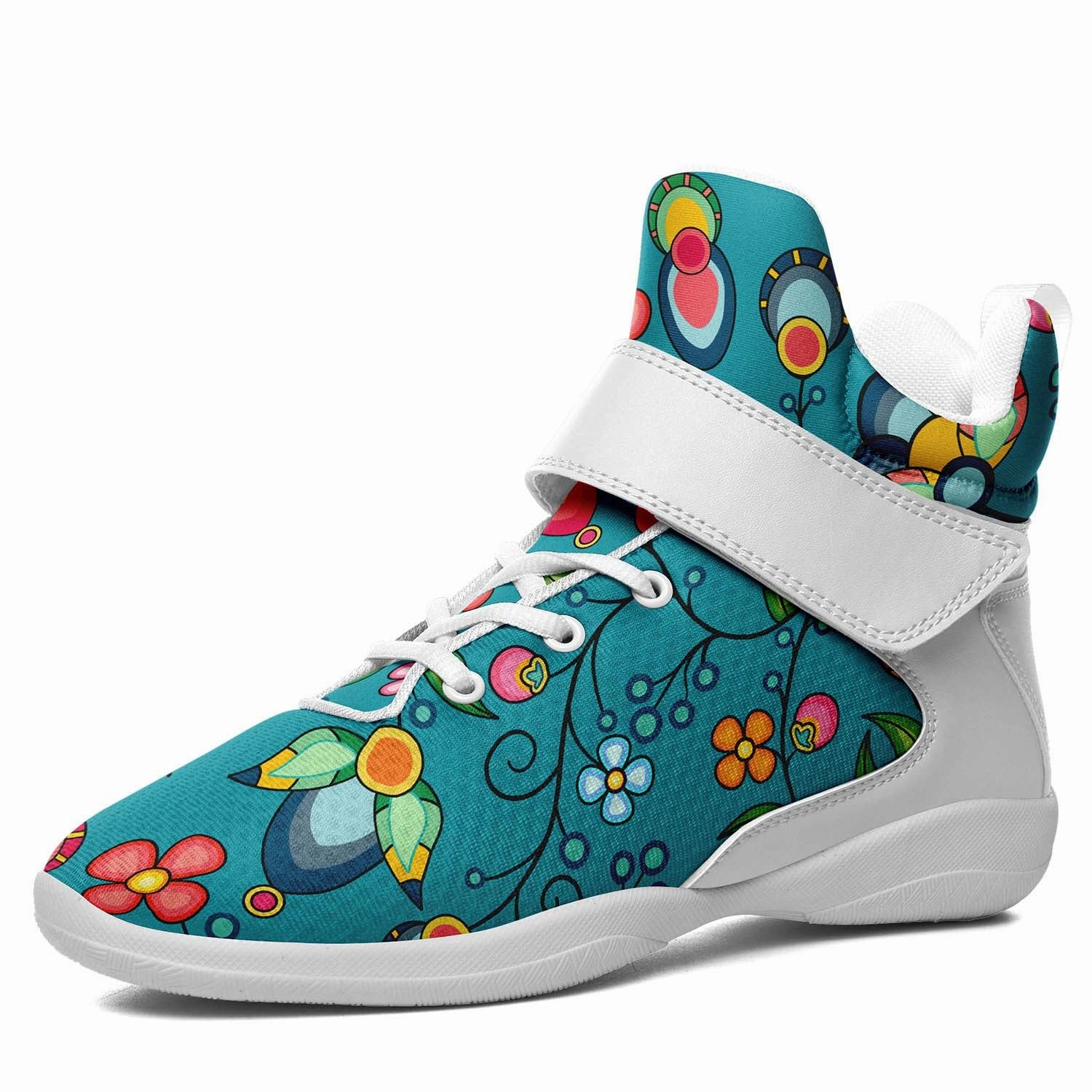 Floral Bounty Teal Ipottaa Basketball / Sport High Top Shoes - White Sole Basketball Shoes Market Share By Brand