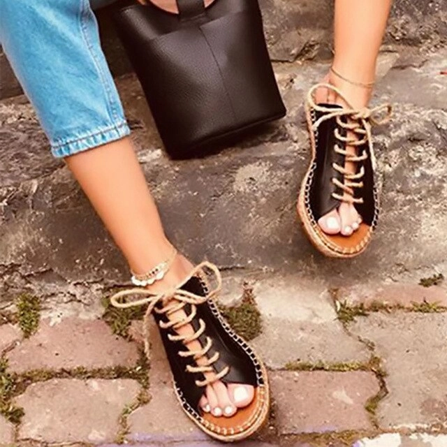 Rainbow Double Layer Flip Flops Summer Platform Slippers Women Lace Up Leather Slides Sandals Shoes Outdoor Beach Slippers Open Toe Flip Flops Women Shoes