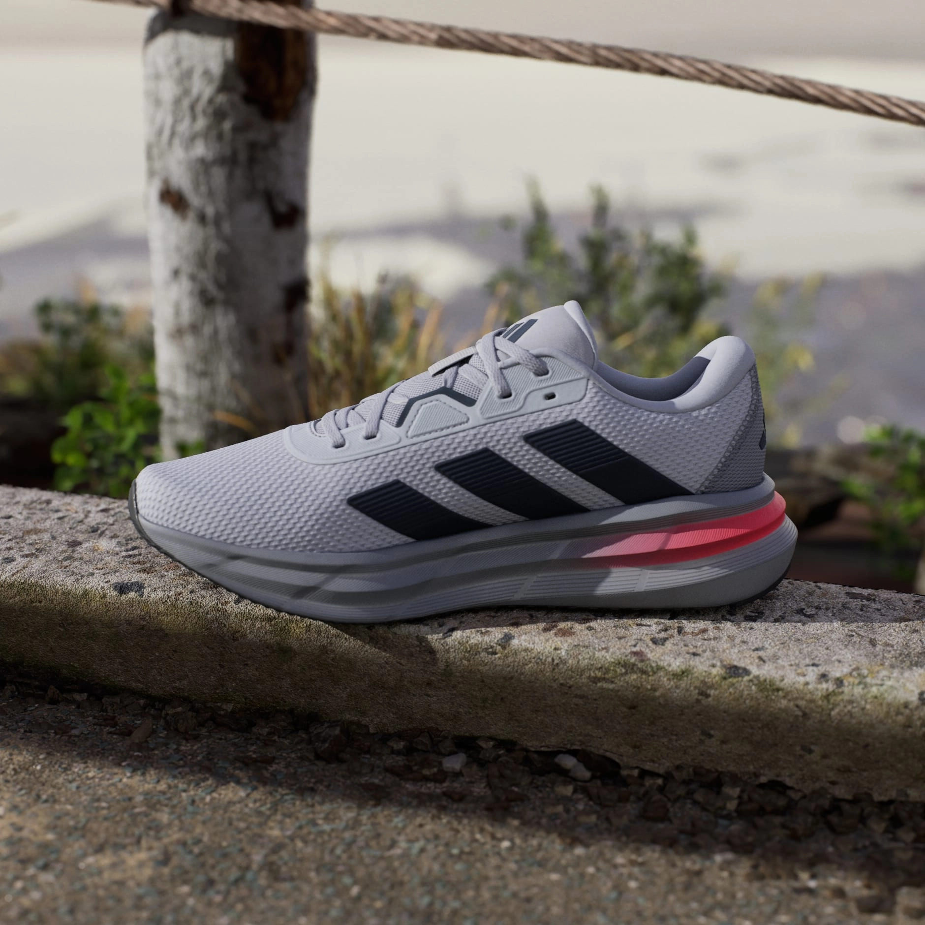 Running Shoe For Flat Feet Adidas Men's Galaxy 7 Grey/Red Running Shoes