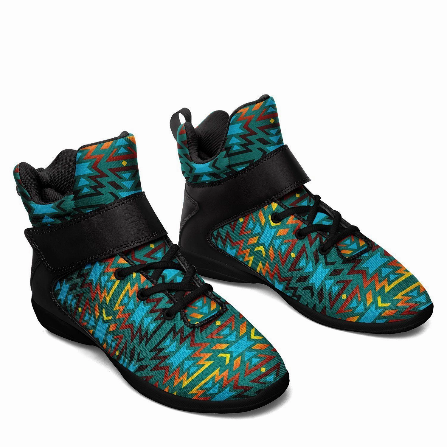 Neymar Jr Rise Nitro Basketball Shoes Fire Colors and Turquoise Teal Ipottaa Basketball / Sport High Top Shoes - Black Sole