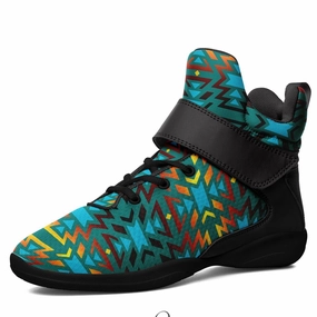 Special Edition Basketball Shoes Fire Colors and Turquoise Teal Ipottaa Basketball / Sport High Top Shoes - Black Sole