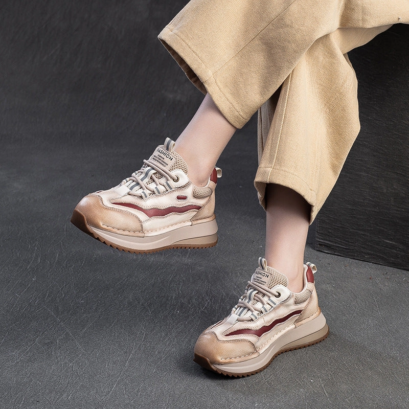 Women Stylish Color Matching Leather Casual Sneakers New Balance Fresh Foam Sneakers